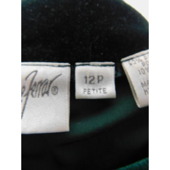 Vintage Jacqueline Ferrar Emerald Velvet Dress 12P - 90s Mock Neck - Excellent - Picture 8 of 10
